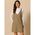 thumbnail image 3 of DARING DIVA Women's Sleeveless Adjustable Strap Denim Mini Pinafore Dress L Dark Khaki, 3 of 6