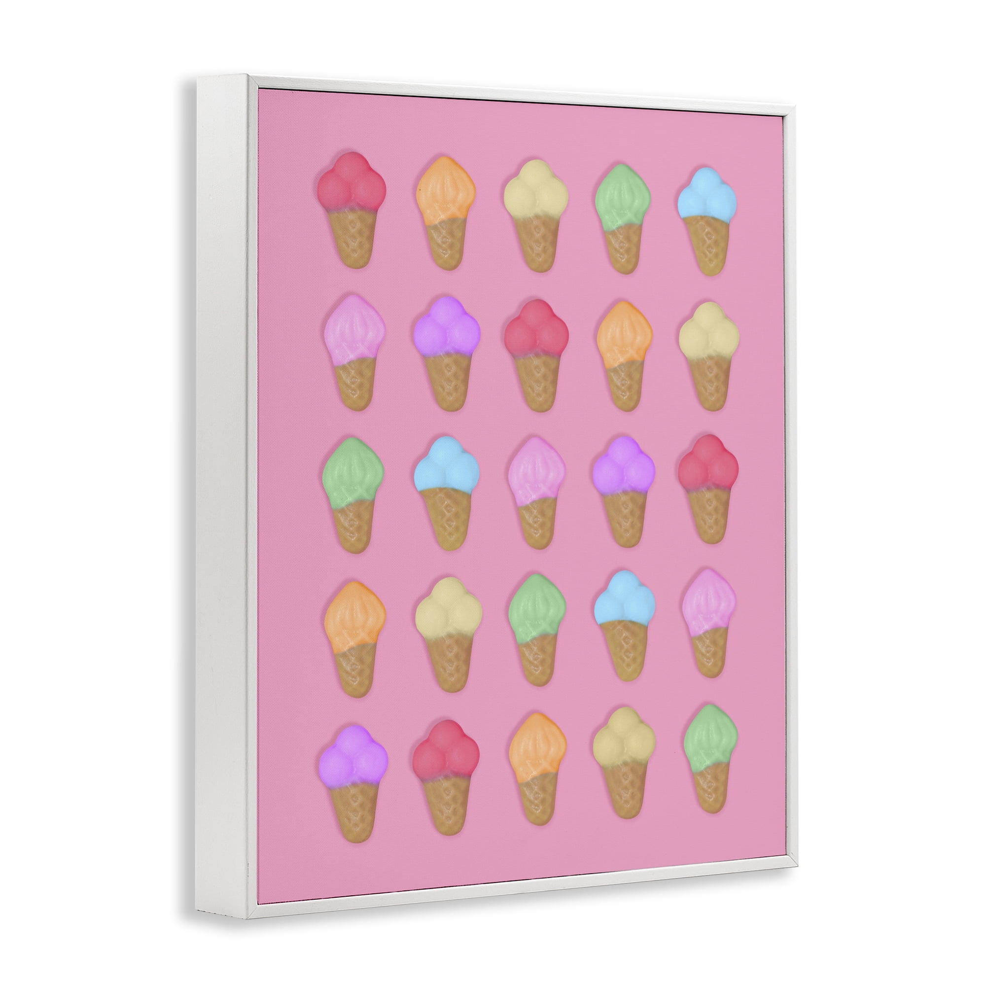 Stupell Industries Ice Cream Candies on Pink White Framed Giclee Art, design by LISH Creative