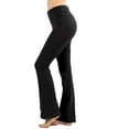 thumbnail image 2 of Zenana Women Fold Over Waist Cotton Stretch Flare Leg Boot Cut Gym Casual Active Wear Yoga Pants Leggings Charcoal Medium, 2 of 2