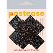 PASTEASE X Pasties - Nipple Covers for Festivals, Raves, & Lingerie | Halloween Accessory | Latex Free & Made in USA (Sparkle Velvet Black X)