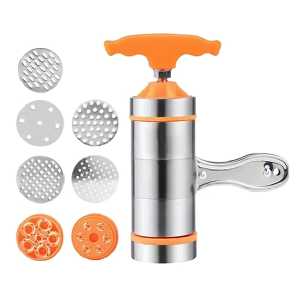 Pasta Machine Maker Manual Press Stainless Steel, 18x13.5x6cm with Multiple Molds for Home Kitchen Pasta Making Machine