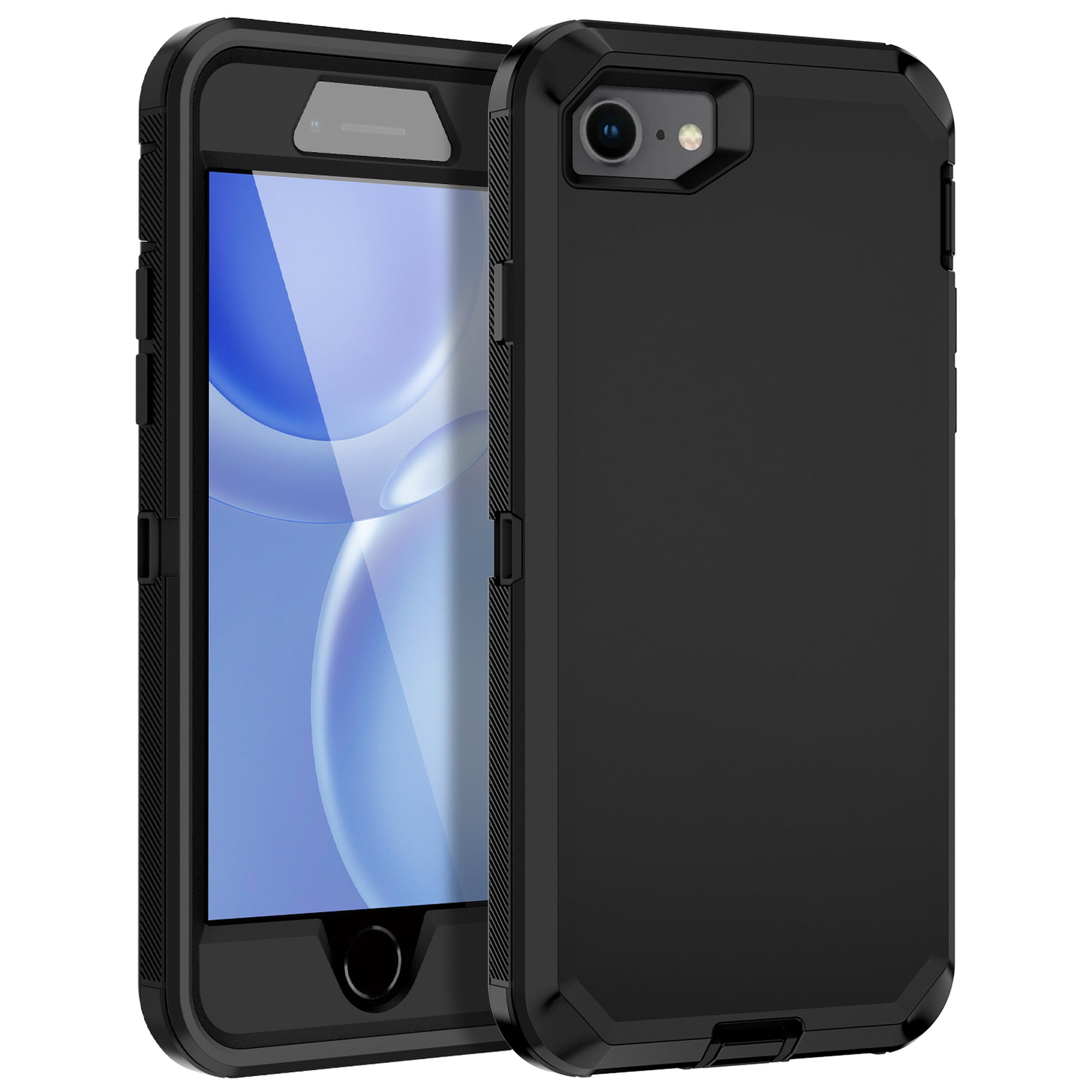 Petocase for 2022/2020/3rd/2rd iPhone SE Case,iPhone 8/7 Case,Built-in Screen Protector Shockproof Dust/Drop Proof 3 in 1 Full Body Rugged Heavy Duty Phone Cover for iPhone SE 2022/2020,Black