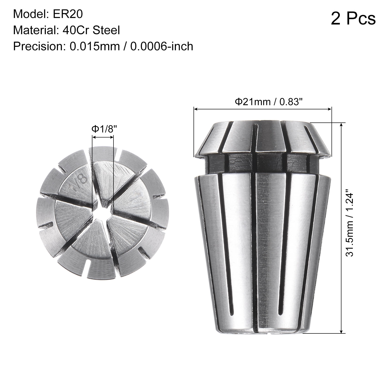 Unique Bargains ER20 Spring Collet Inch Chuck for CNC Engraving Machine Tools 1/8"