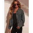 thumbnail image 4 of Veste en Jean Boyfriend Ample pour Femmes - Gris Nostalgique m, 4 of 9