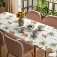 thumbnail image 3 of Desert Camels Table Cloths for 8 Foot Rectangle Tables, Tropical Date Palm Trees Animal Patio Waterproof Elastic Fitted Tablecloths, Washable Rectangular Table Cover for Camping, 3 of 8