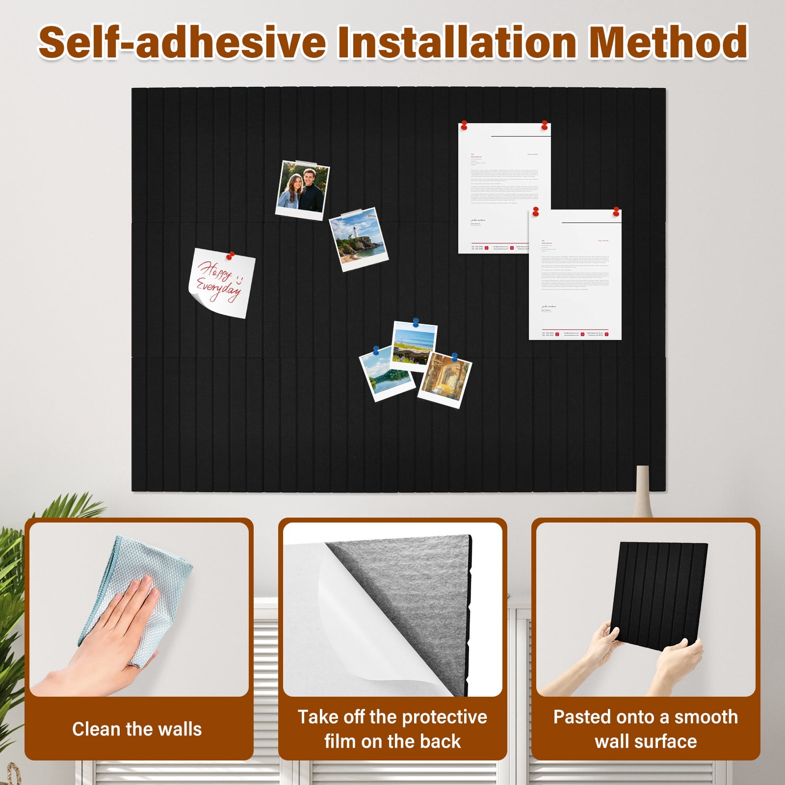 Large Cork Board Alternative Decorative Felt Bulletin Board with 50 Pcs Nails for Home Office Bedroom 12 Pack Felt Wall Tile