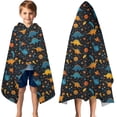 thumbnail image 3 of DarkBlue Dinosaurs Pattern Hooded Bath Towel，50"x30" for Ages 3 To 12 Kids, Quick Dry Lightweight Soft Microfiber Hood Beach Towel Cover Up for Kids, 3 of 7