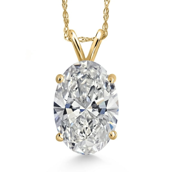 Gem Stone King 2.50 Ct IGI Certified Lab Grown Diamond Pendant Necklace for Women in 14K Yellow Gold | Oval Cut | E-F Color | VS1-VS2 Clarity | With 18 inch Gold Chain