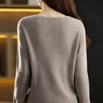 thumbnail image 6 of WULMLEO Cozy Sweaters for Women Casual Long Sleeve Loose V-Neck Knit Solid Color Pullover Tops Khaki One Size, 6 of 6