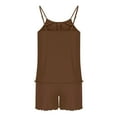 thumbnail image 5 of Summer Savings Evergreen Pajamas for Women Satin Cami Pjs Set Fashion Women's Solid Color Sleeveless Shirt Pants Casual Home Wear Pajama Set Ndbuld Brown XL, 5 of 6
