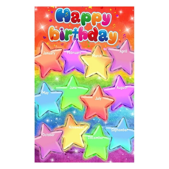 Happy Birthday Theme Birthday Poster  Classroom Decorations Calendar for Back to School Bulletin Board Teaching Supplies Perfect holiday gift