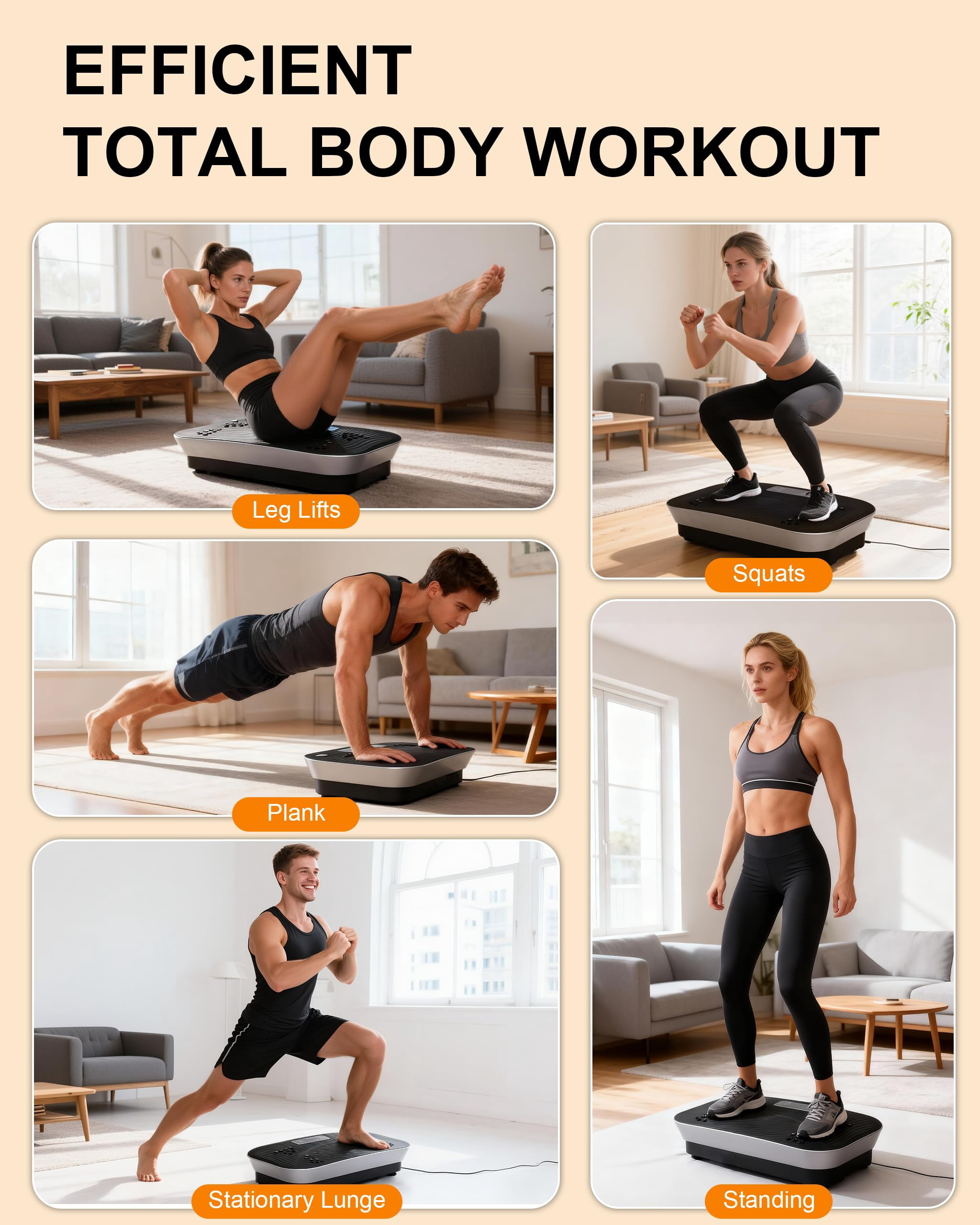 RIORUN 150W Vibrating Plate Exercise Machine，300 lbs Capacity Shake Board with Bluetooth, LED Display, Remote Control, Blue
