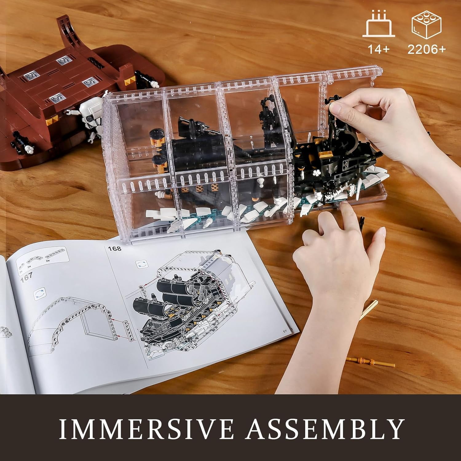 Mould King 10065 Drift Bottle with Black Pearl Ship Building Blocks Set, Pirate Ship in Bottle Model Building Kit with Display Stand,