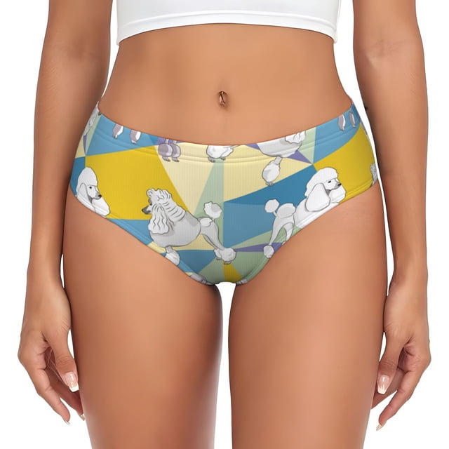 Balery Cute Poodle Dog Ropa Interior de Algodón para Mujer con Dibujo – Braguitas Cómodas y Elásticas, Estilo Clásico-3X-Large