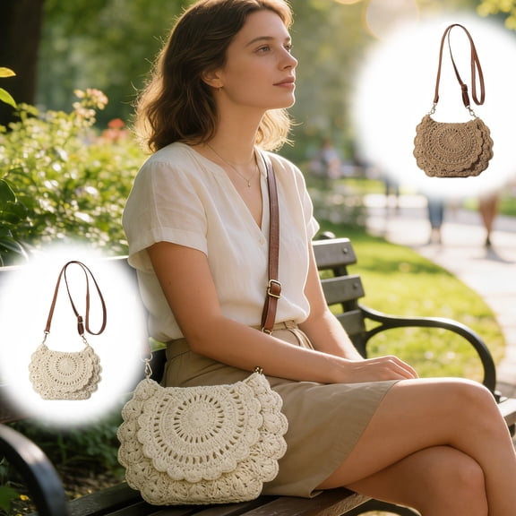 CAIXIA Crossbody Bags For Women Girls 2 Styles Crochet Pouch Crossbody Messenger Bag, Stylish Travel Toiletry Organizer Shoulder Purse