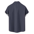thumbnail image 6 of VSSSJ Men's Bowling Shirt Casual Short Sleeve Button Down Shirts Striped Color Block Vintage Summer Vacation Beach Collared Shirts Dark Blue XXXL, 6 of 6