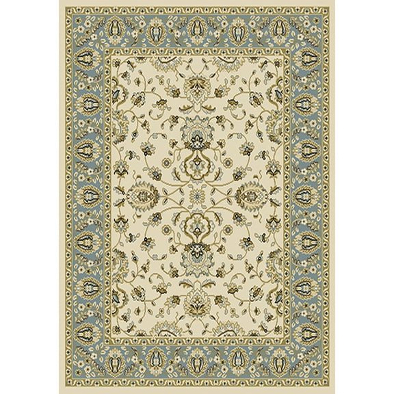 Traditional Persian Oriental Ivory Bordered Vines Leaves Area Rug - Actual 7' 8" x 10' 4"