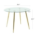 thumbnail image 3 of 39.4" Modern Minimalist Round Glass Dining Table, Clear Glass Top & Gold-Plated Metal Legs, for Kitchen/Dining/Living Room, 3 of 7