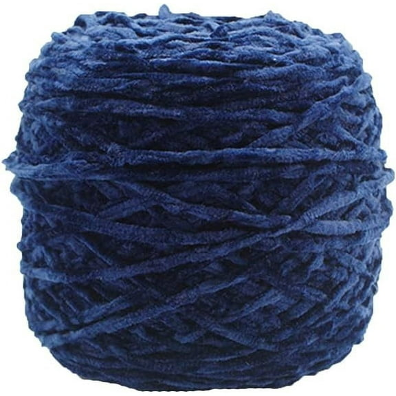 Namzi -a 250g Chenille Velvet Yarn Deep Blue Bulky Vegan Soft Yarn Velvet Knitting Yarn Polyester Blended Cotton Chenille Yarn Hand Knitting Yarn Crochet Thread for Clothing Hat Scarf Blanket