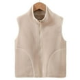 thumbnail image 2 of SELONE Toddler Vest Girls with Pockets Fleece Zipper Solid Sleeveless Fall Winter Outwear Beige 7 Years, 2 of 7