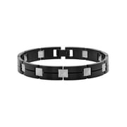 Men’s Stainless Steel and Tungsten Two Tone Pyramid Link Bracelet