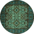 thumbnail image 1 of Ahgly Company Indoor Round Persian Turquoise Blue Traditional Area Rugs, 7' Round, 1 of 4