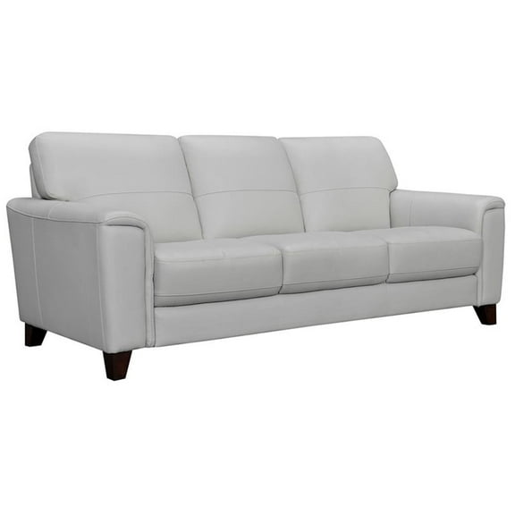 Maklaine Square Modern Leather Arm Sofa with Wood Frame in Gray
