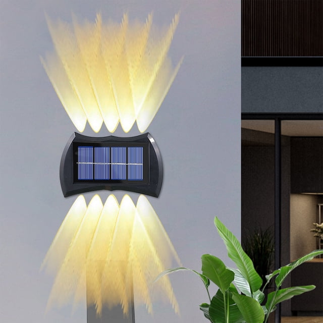 Lampes Murales Extérieures Solaires - Lot de 2 IP65 Étanches avec Allumage/extinction Automatique pour Cour, Jardin et Allée