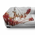 thumbnail image 3 of Santa Soft Flannel Fleece Throw Blanket, Abstract Frame with Xmas Balls and Snowflakes Flying Reindeer Carriage, Cozy Plush for Indoor and Outdoor Use, 70" x 90", Pale Brown Red White, by Ambesonne, 3 of 6