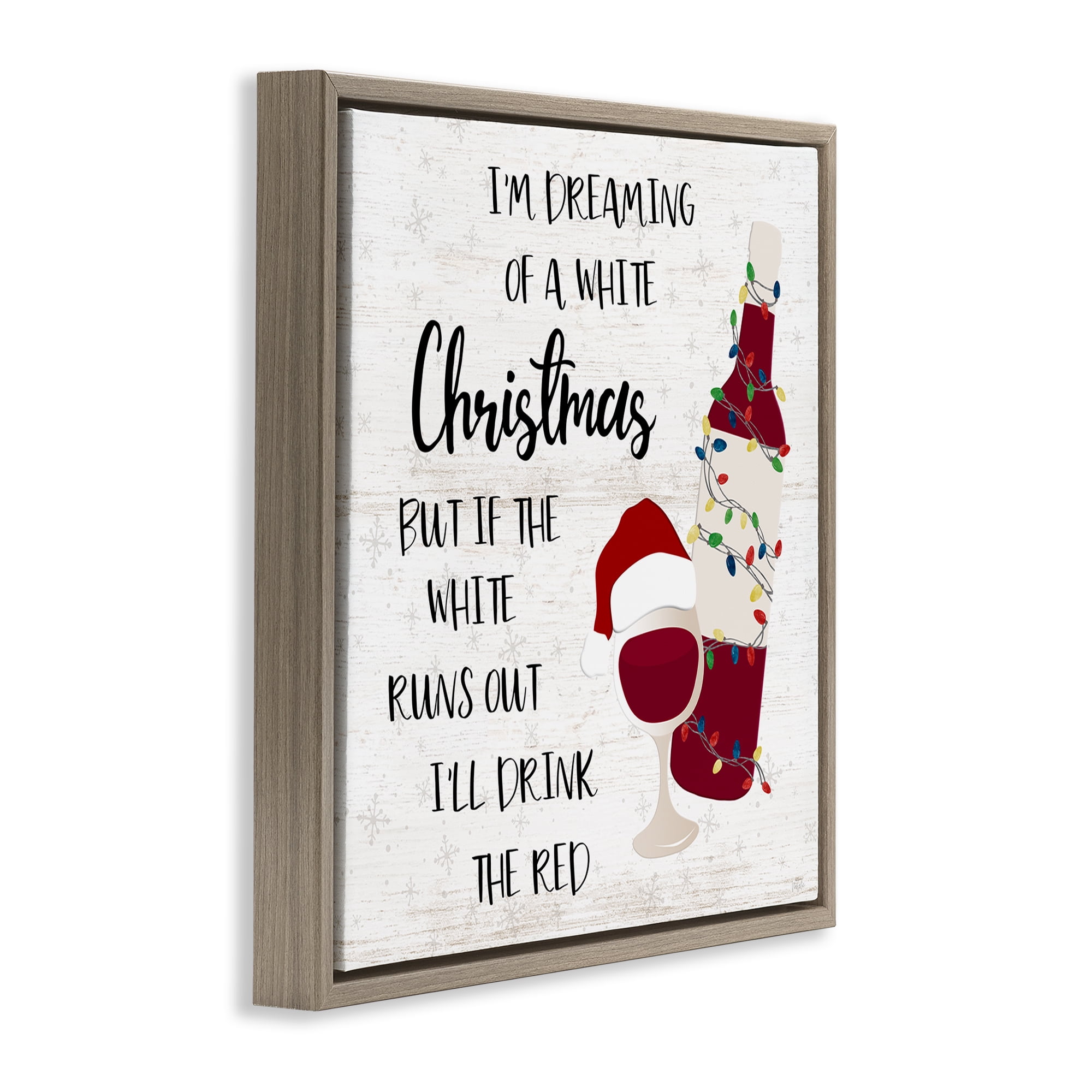 Stupell Industries Drink The Red Christmas Holiday Painting Brown Floater Framed Canvas Art Prints Wall Art, 25 x 25