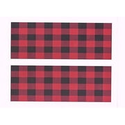 WHIMSICAL PRACTICALITY Red Plaid Birthday Cake Side Designer Strips Edible icing Image