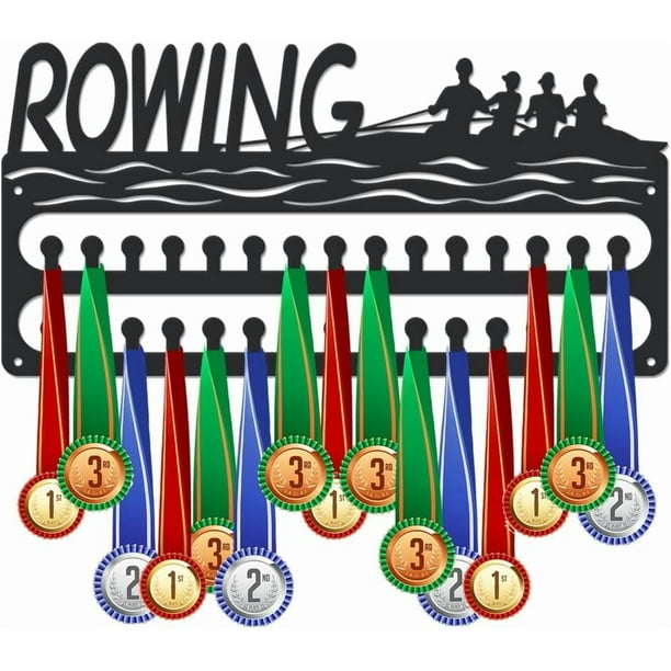 Soporte para medallas, colgador de medallas personalizado, estante de pared para medallas con ganchos, estante de exhibición de premios de metal negro mate, regalo deportivo