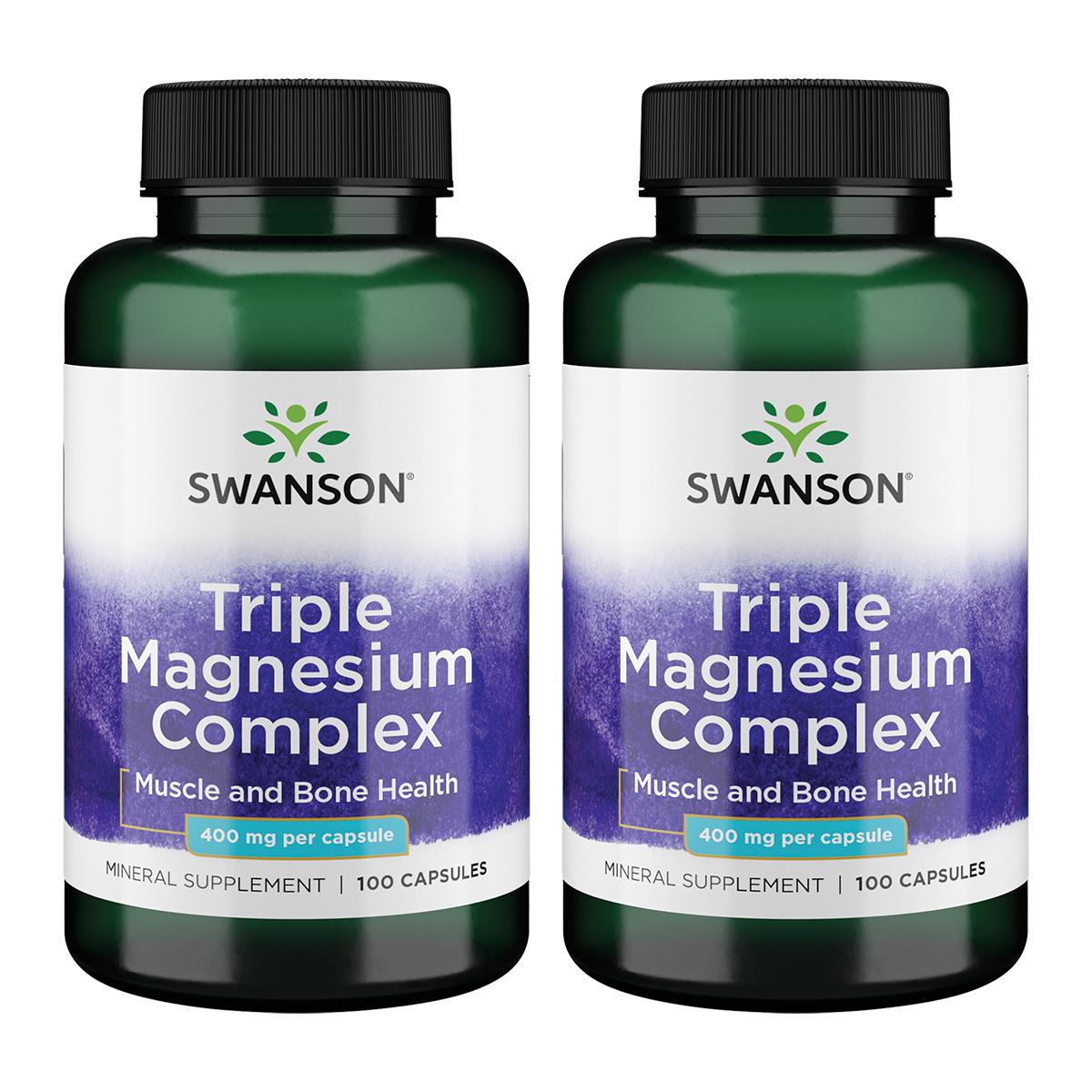 Swanson Triple Magnesium Complex 400 mg 100 Caps 2 Pack