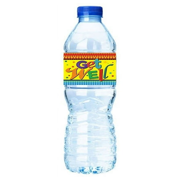 Get Well Yellow-Water Bottle Labels-12pack