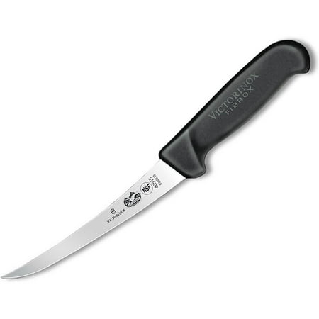 Victorinox 6" Boning Knife, Curved, Semi-stiff Blade, Black Fibrox Handle, 5.6603.15