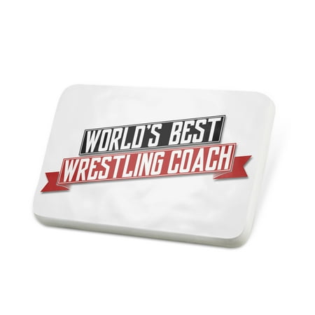 Porcelein Pin Worlds Best Wrestling Coach Lapel Badge – (Best Women's Wrestling Matches)