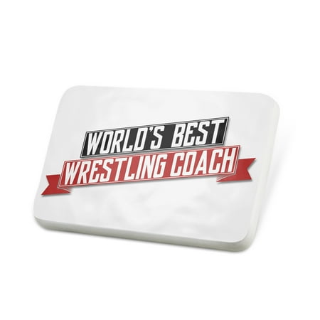 Porcelein Pin Worlds Best Wrestling Coach Lapel Badge – NEONBLOND