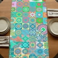 thumbnail image 5 of Table Runners 72 Inches Long Dress Scarves, Colorful Ethnic Farmhouse Kitchen Table Runner, Coffee Tablerunners, Modern Abstract National Geometric Teal 14x72 Inch, 5 of 9