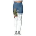 thumbnail image 1 of Gibobby Medias Afelpadas de Polar Pantalones estampados navideños personalizados para mujer, mallas ajustadas personalizadas para mallas para correr, mallas navideñas de muñeco (Aqua, M), 1 of 5