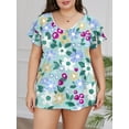 thumbnail image 5 of Mengpipi Womens Plus Size Tops Double Ruffle Short Sleeve V-Neck Casual Loose Shirts 1X-5X, 5 of 7