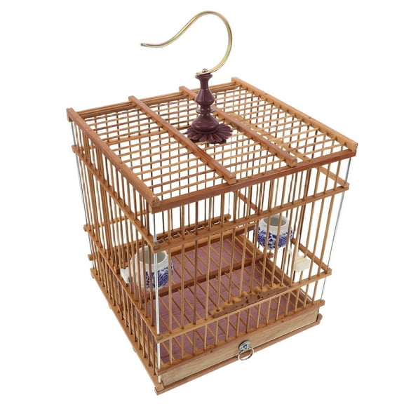 OFFIGAM Hanging Bird Cage in Light Brown Bamboo Style Providing Natural Habitat for Zosterops 1Pcs