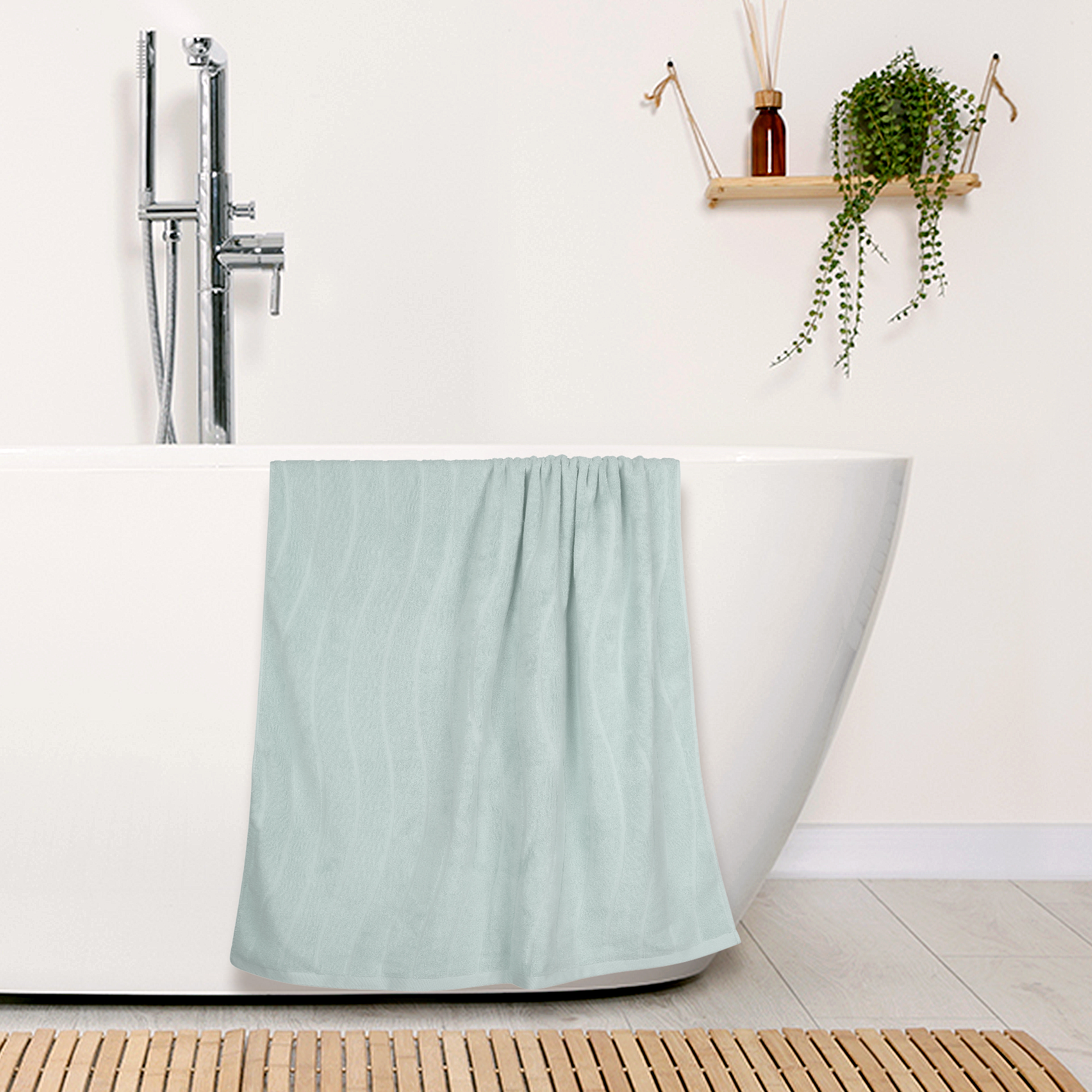 Unique Bargains 100% Cotton 2 Pcs Bath Towels Light Weight and Highly Absorbent Towels Blue 28" x 56"