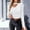 004 White, variant on Women's Choker Neck Cutout Sweater With Button Solid Color Long Sleeve Tops Slim Fit Knitted Sweater Base Sweater