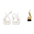 thumbnail image 1 of Elegante figura de cisne de cerámica con llama abstracta. Escultura de arte moderno para estantería, armario, sala de estar o escritorio. Adorno decor, 1 of 8