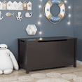 thumbnail image 3 of 39.4" Kids Wooden Toy Box Storage Bench with Safety Hinged Lid for Ages 3+, Toy Chest, Sturdy Entryway Storage Chest with Safety Hinges, Retro Storage Trunk for Living Room, Bedroom, Dark Brown, 3 of 9