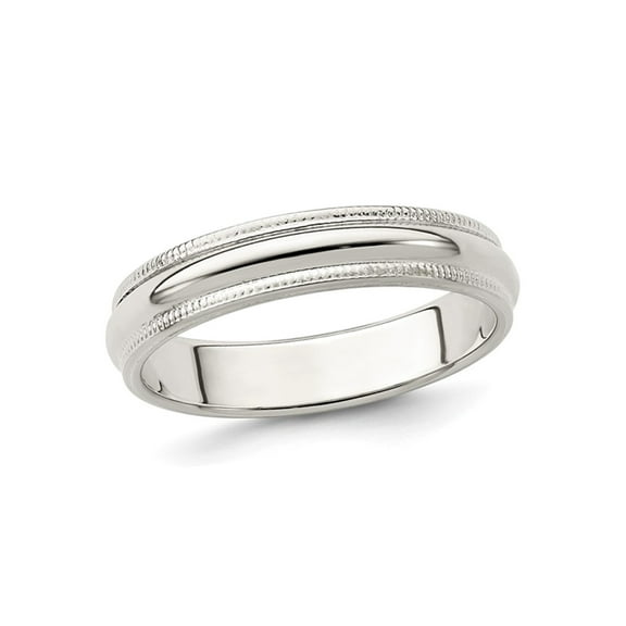 Gem & Harmony Ladies Milgrain Wedding Band Ring in Sterling Silver (4mm) for Women