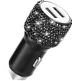 thumbnail image 1 of Dual USB Car Charger, Car Adapter Bling Bling Rhinestones Crystal Car Decorations for Fast Charging Car Decors for iPhone Xs Max X Plus, iPad Pro/Mini, Samsung, 1 of 7