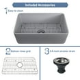 thumbnail image 5 of CASAINC Matte Gray Fireclay 30 in. Single Bowl Farmhouse Apron Workstation Kitchen Sink with Bottom Grid and Strainer, 5 of 7