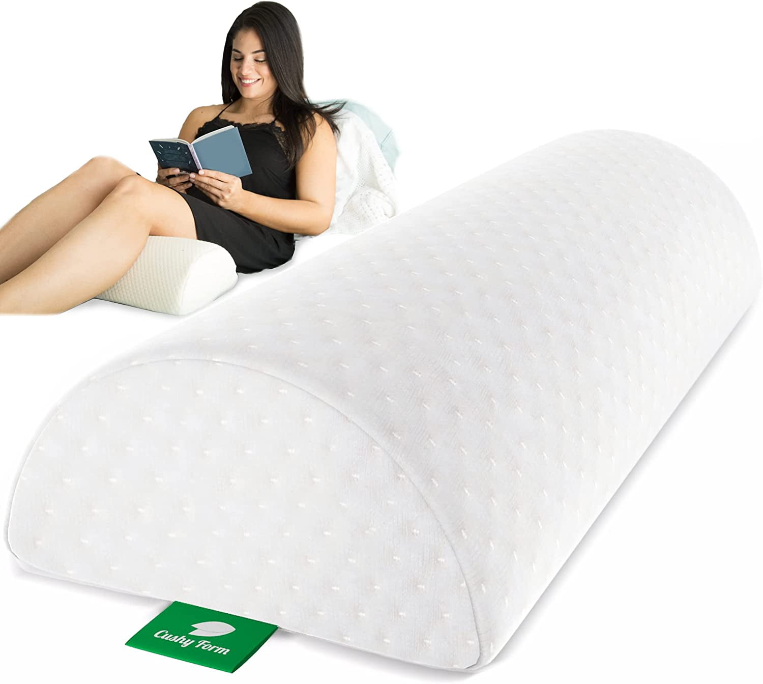 N/A Half Moon Memory Foam Pillow Neck Soporte Pillow Lumbar Bolster for Home Bed Office Chair Seat Foot Rest Medium, Light Grey 