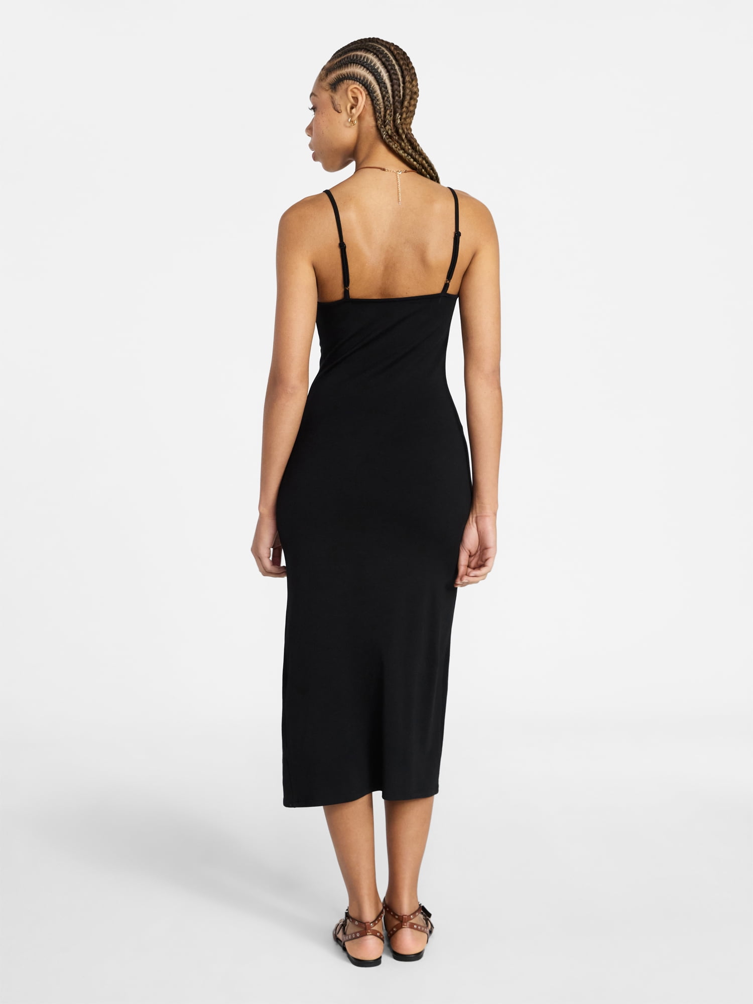 No Boundaries Sleeveless Square Neck Midi Dress, Women's & Women's Plus Sizes XXS-4X